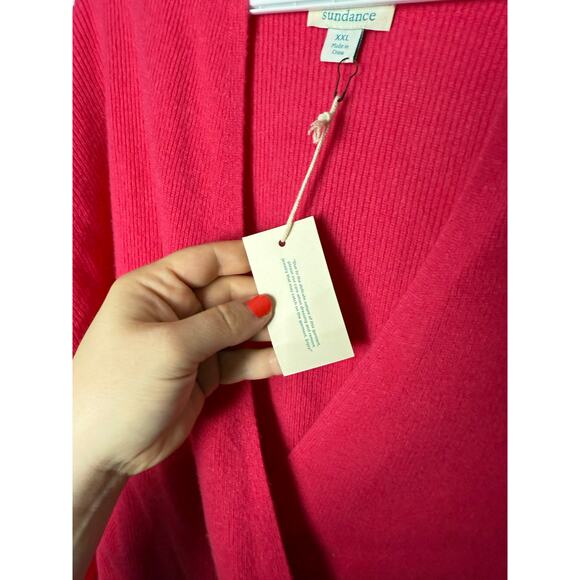 Sundance Hot Pink 100% Cashmere Faux Wrap Ballerina Sweater Size XXL NEW - Picture 6 of 8